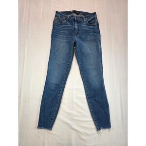 Kut from the Kloth High Rise Connie Fab Ab Ankle Skinny Jeans Blue 4 Raw Hem